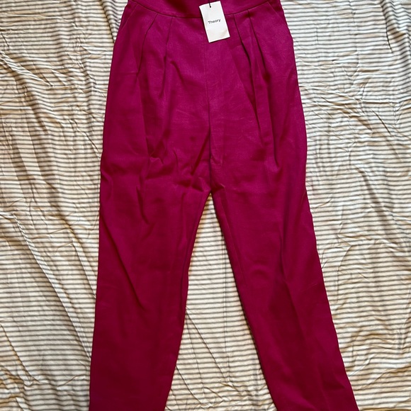 Theory High Waisted Linen Pants in Bright Pink NWT 6 - Picture 3 of 6